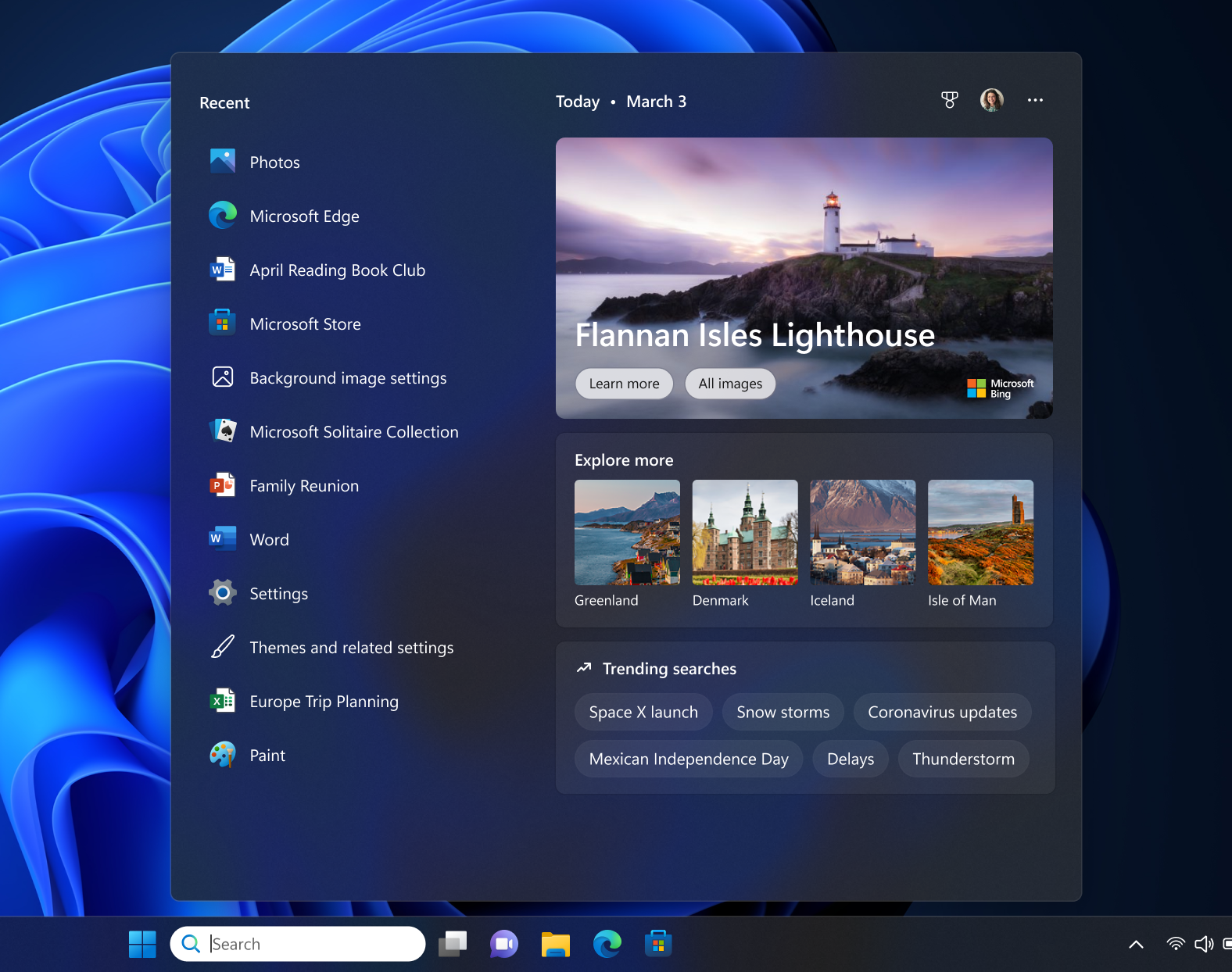 The search box on taskbar will be lighter when Windows is set to a custom color mode