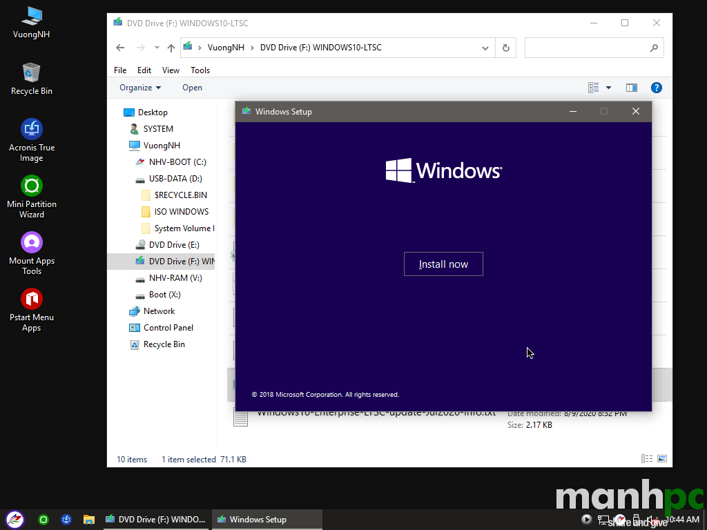 Hướng dẫn cách cài đặt Windows trong môi trường Windows PE