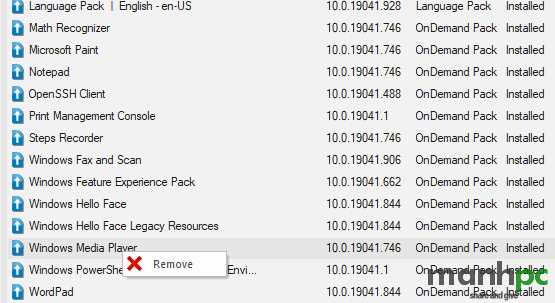 NTLite - Remove package