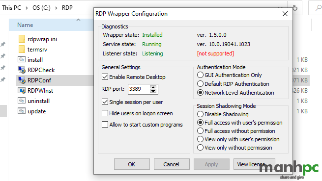RDP Wrapper Configuration