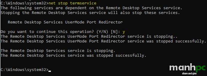 Stop Remote Desktop Services