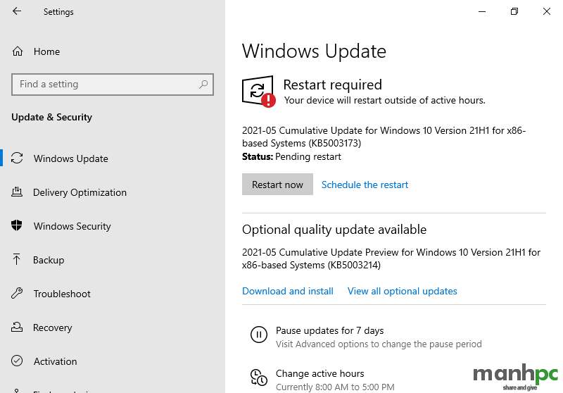 Settings - Windows Update
