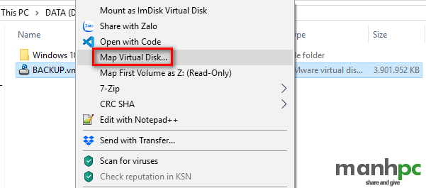 VMware - Map Virtual Disk