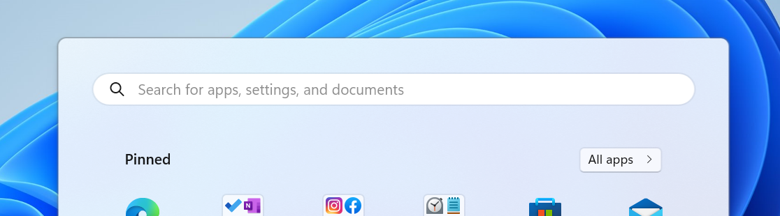 Design of search box on the Start menu has more rounded corners.