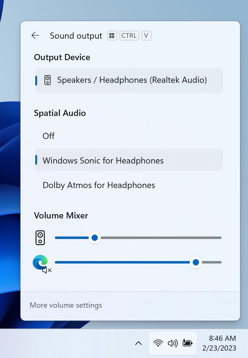 New volume mixer experience in quick settings