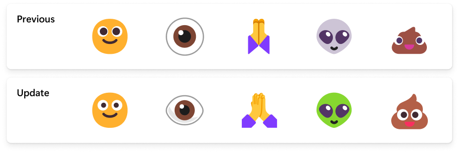 Examples of updated emoji in our current set