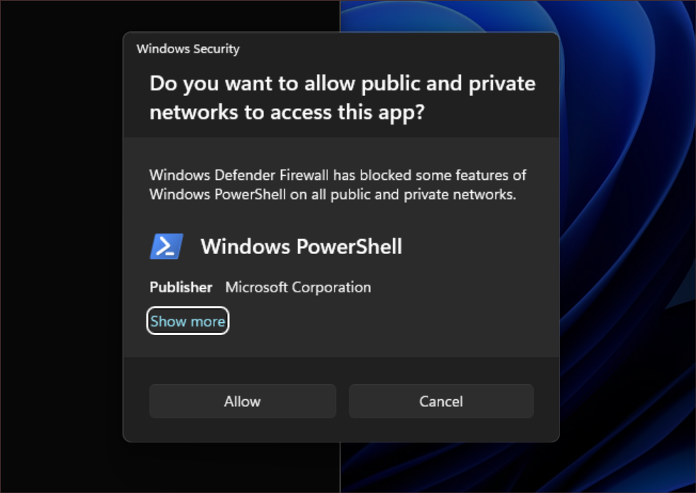 Updated Windows Security (firewall) notification dialogs
