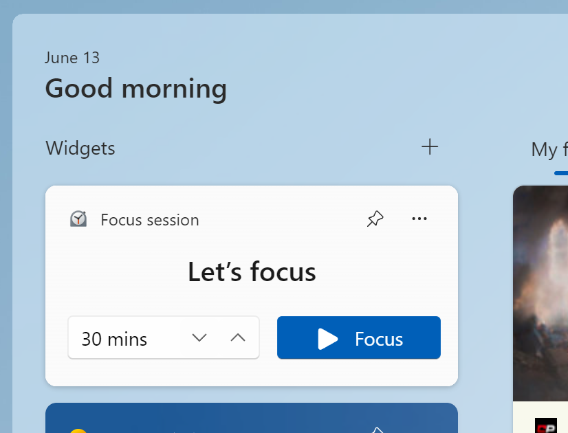 The new Focus Session widget
