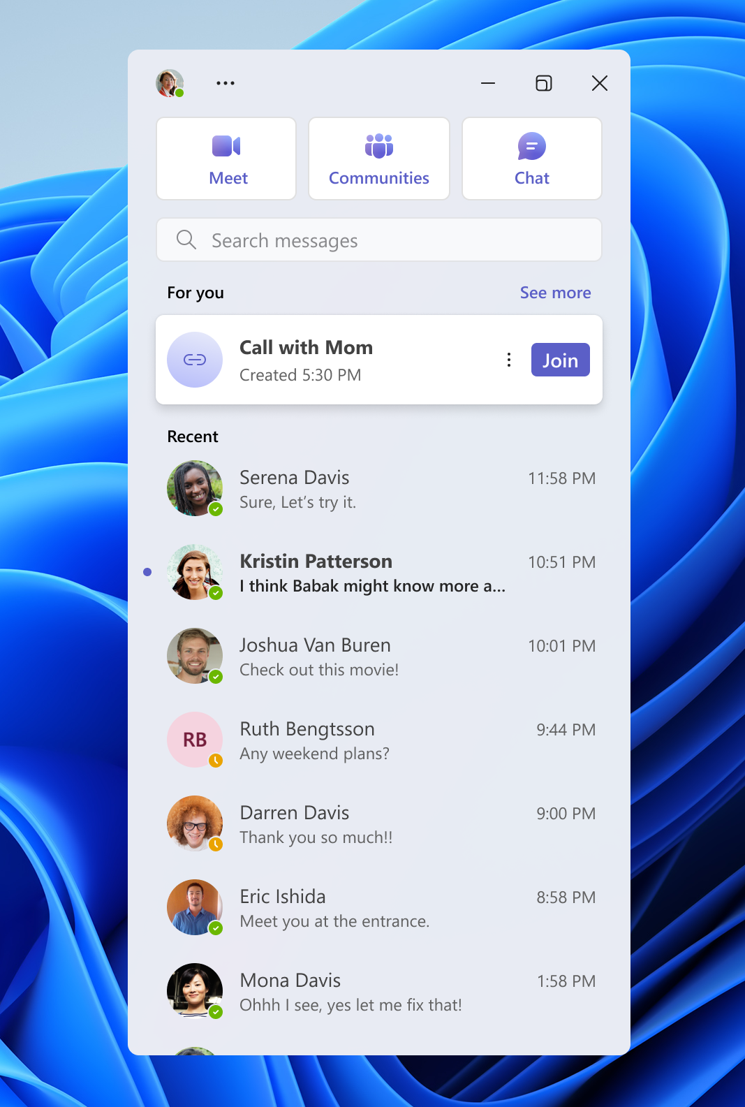 New mini communications experience in Microsoft Teams (free)