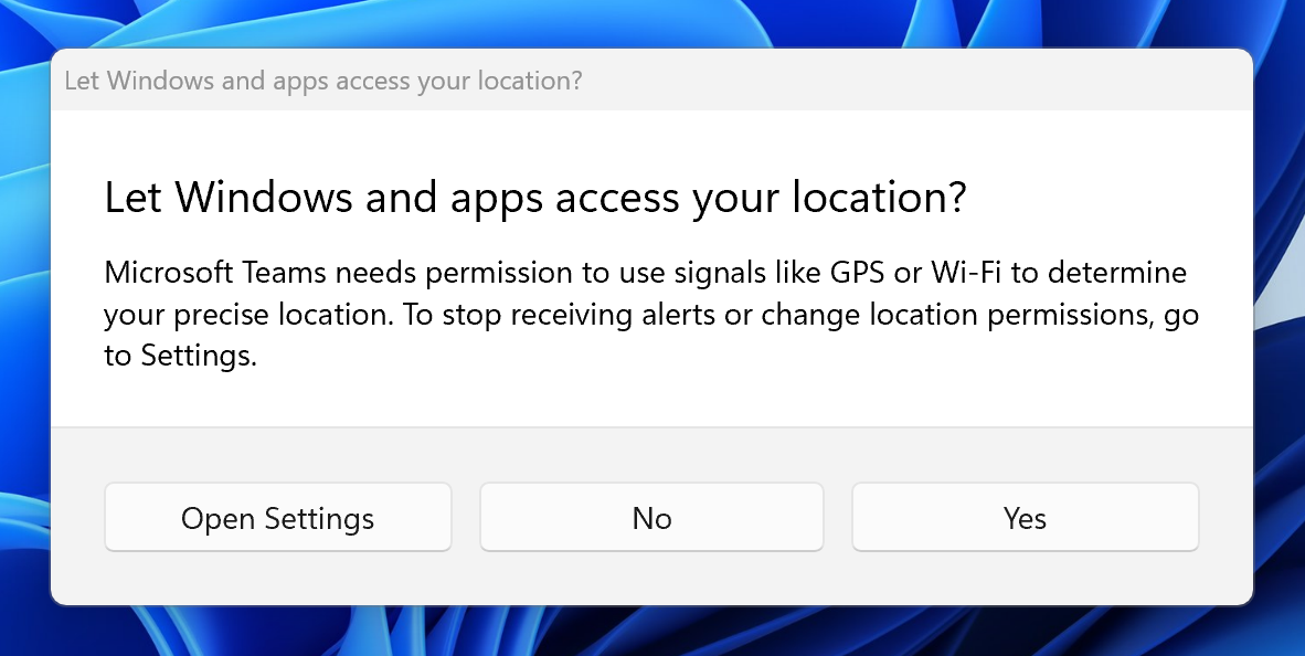 New location access prompt