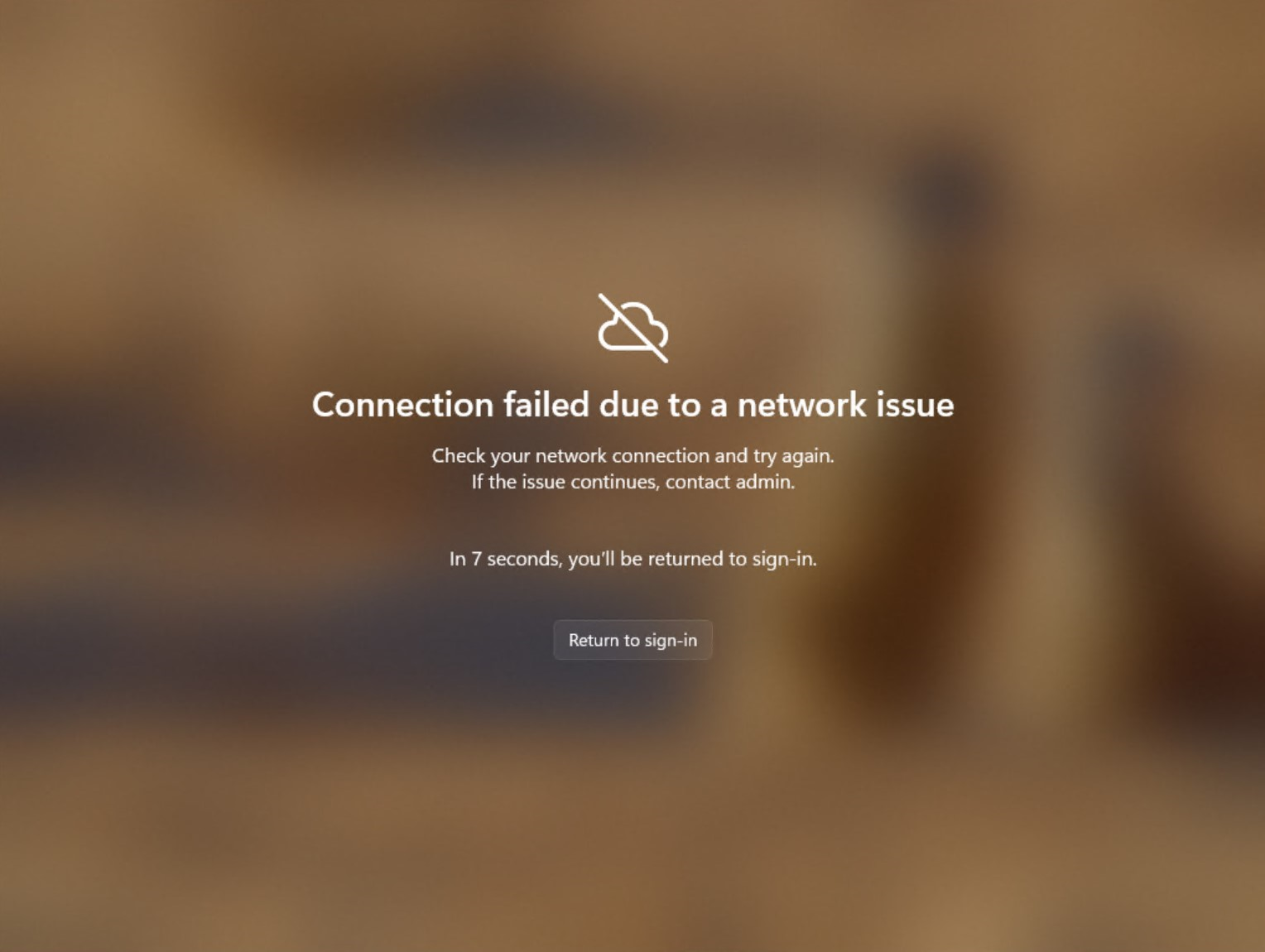 Notification when there are network issues trying to connect