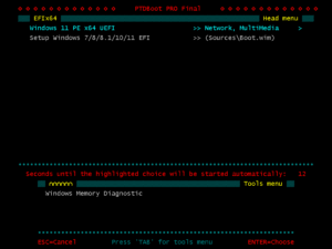 Menu boot EFI - PTDBOOT UNIVERSAL - Công cụ cứu hộ máy tính.