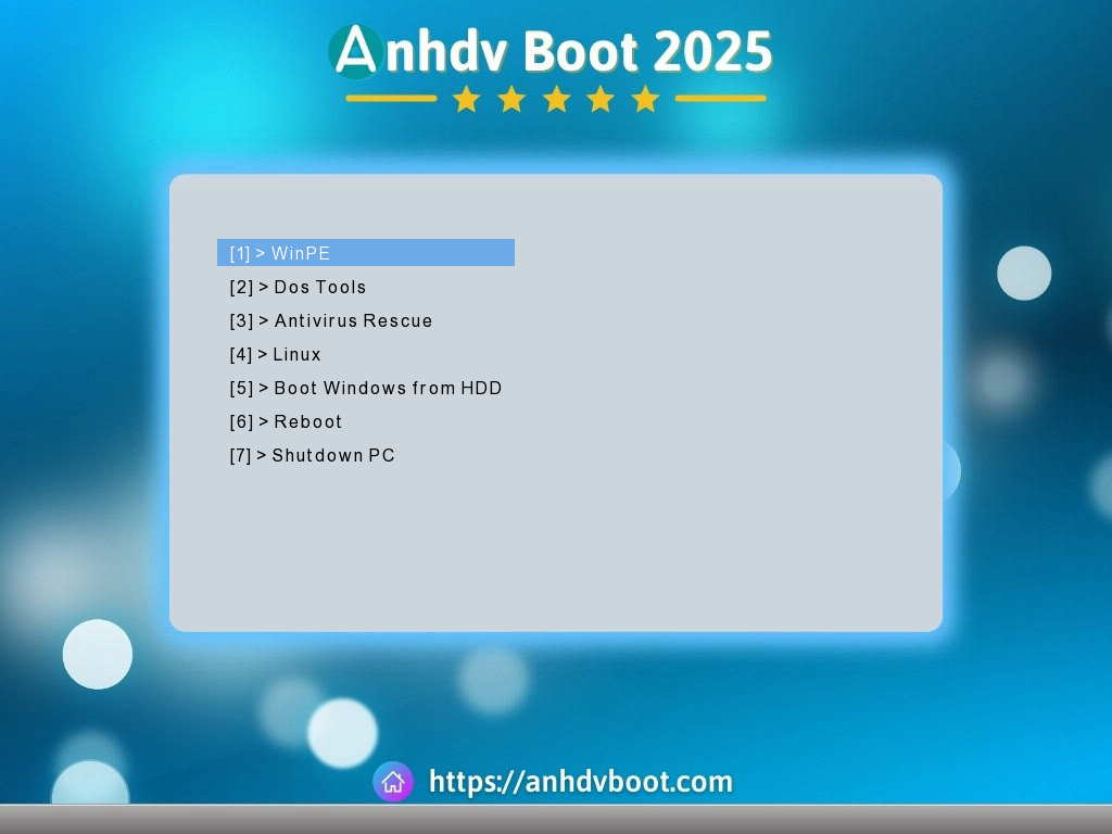 Menu boot Legacy - Anhdv Boot - Bộ công cụ cứu hộ máy tính chuyên nghiệp