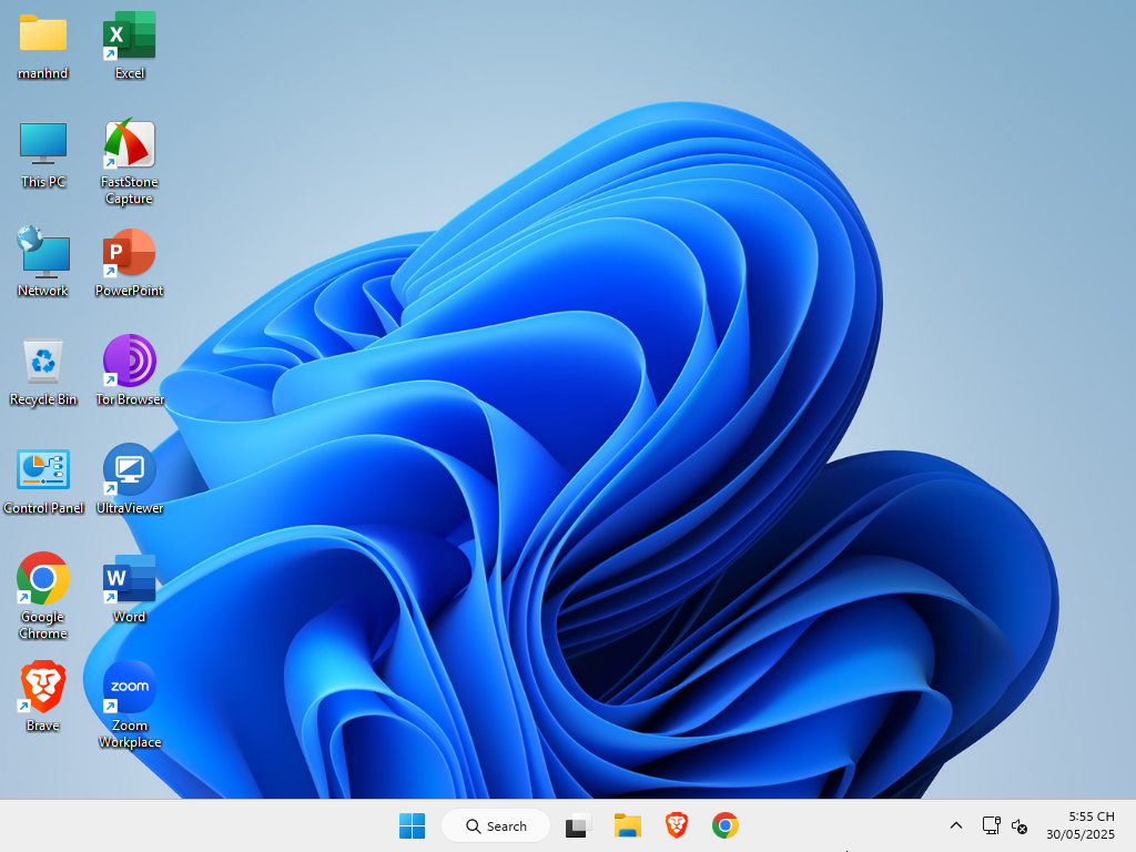Màn hình Desktop khi cài phiên bản Windows 11 Enterprise 24H2 rebuild by MANHPC.COM
