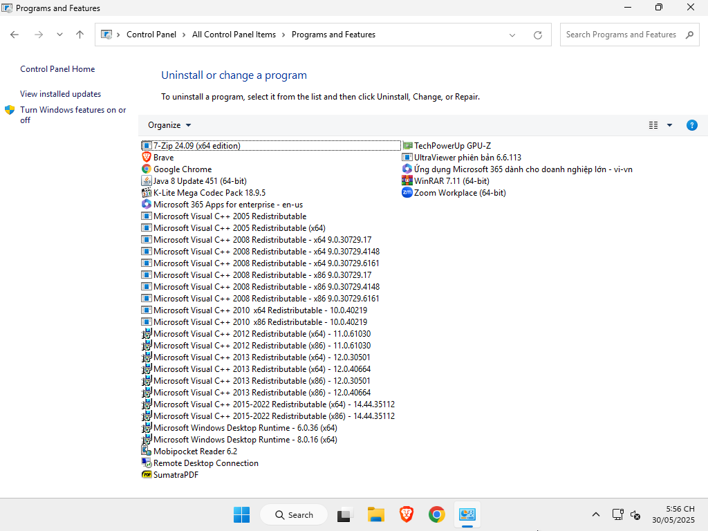 Danh sách một số phần mềm được thêm theo dạng setup trong phiên bản Windows 11 Enterprise 24H2 rebuild by MANHPC.COM