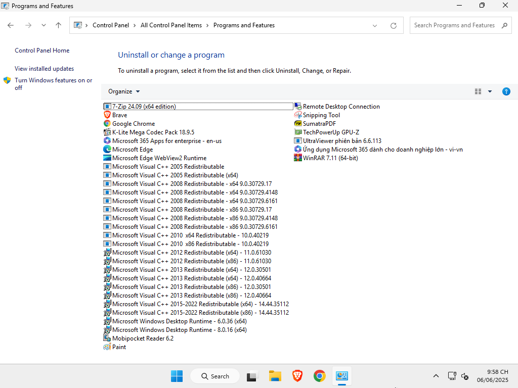 Danh sách một số phần mềm được thêm theo dạng setup trong phiên bản Windows 11 Enterprise LTSC 2024 rebuild by MANHPC.COM