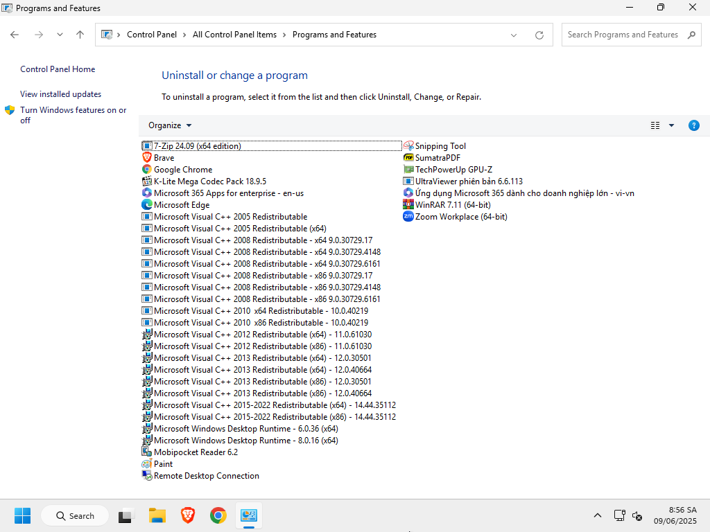 Danh sách một số phần mềm được thêm theo dạng setup trong phiên bản Windows 11 IoT Enterprise LTSC 2024 rebuild by MANHPC.COM