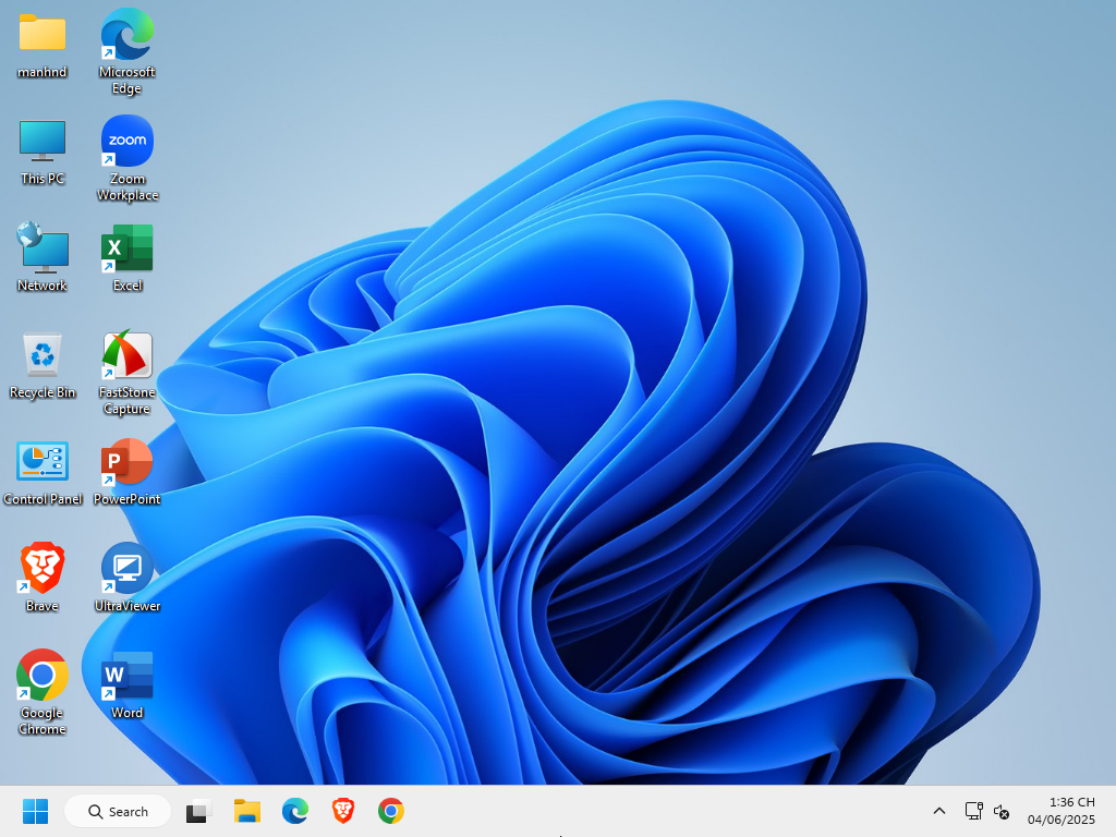 Màn hình Desktop khi cài phiên bản Windows 11 Pro 24H2 rebuild by MANHPC.COM