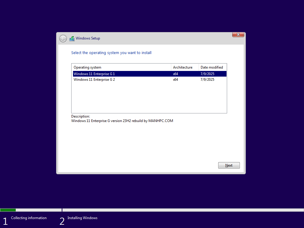 Các phiên bản Windows 11 Enterprise G 23H2 rebuild by MANHPC.COM