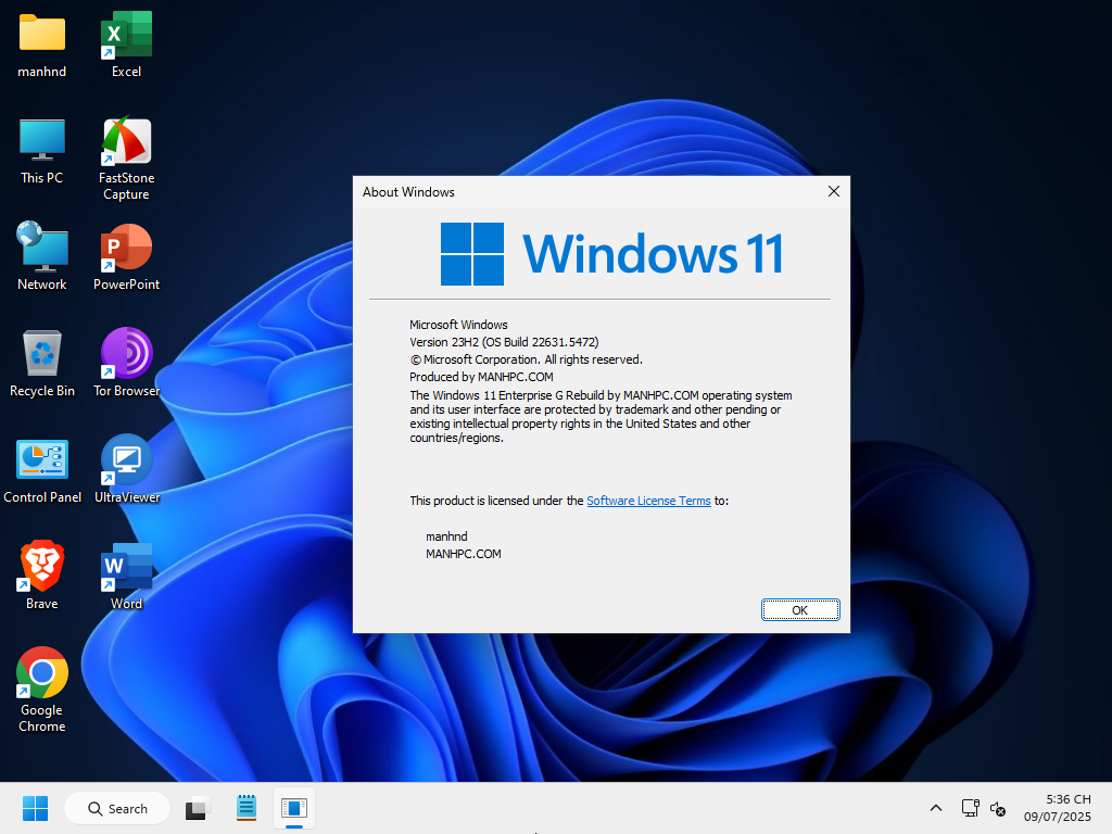 Bộ cài Windows 11 Enterprise G version 23H2 (OS Build 22631.5472)