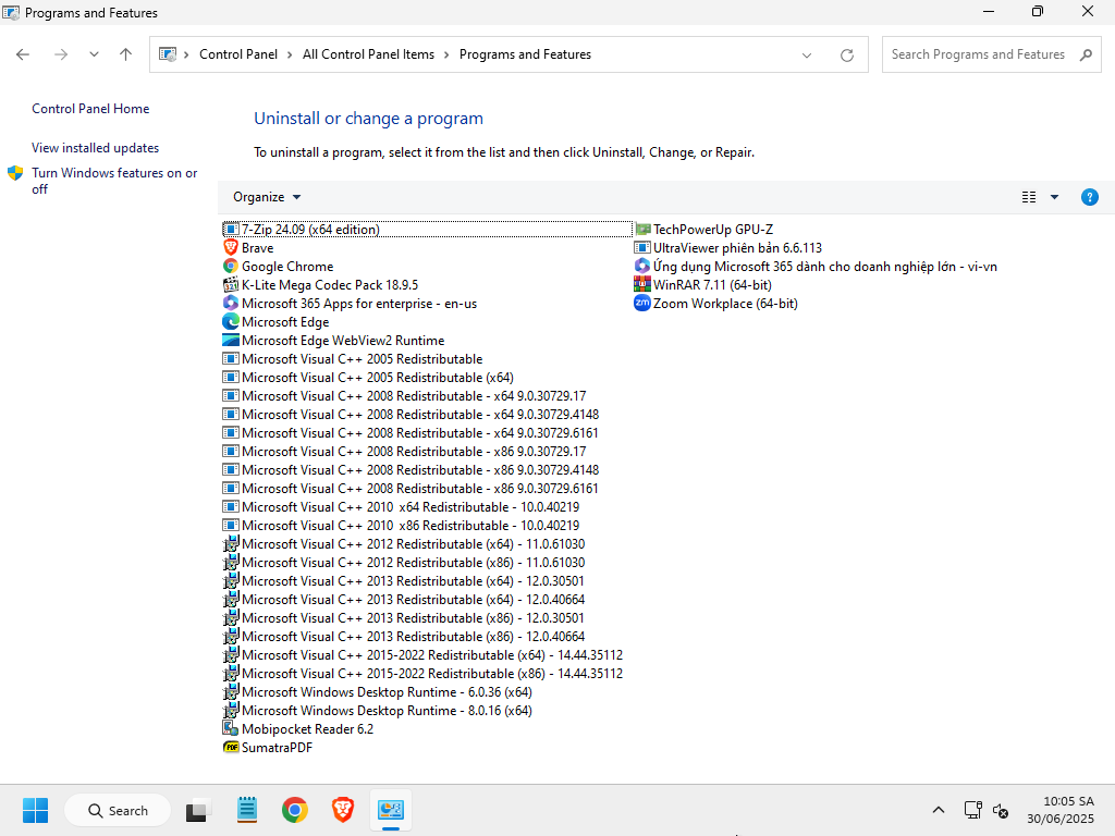 Danh sách phần mềm được cài dưới dạng setup trong Bộ cài Windows 11 Enterprise LTSC 23H2