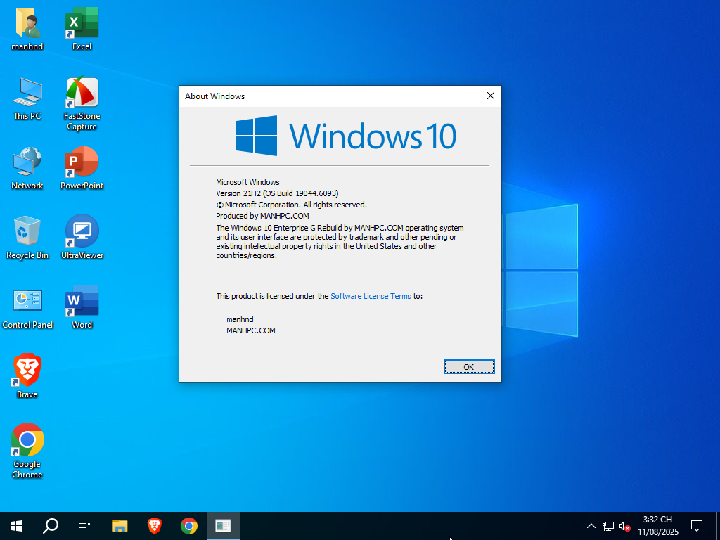 Màn hình desktop phiên bản Windows 10 Enterprise G 21H2