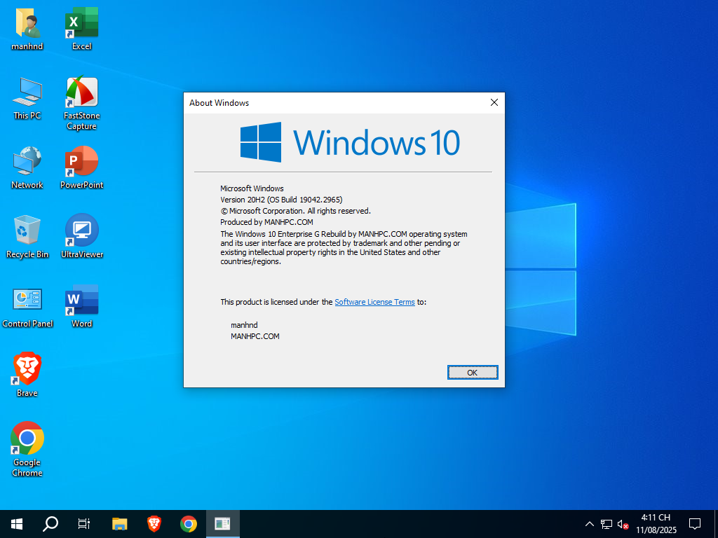 Màn hình desktop phiên bản Windows 10 Enterprise G 20H2