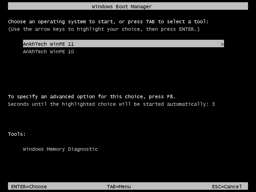 AnkhTech WinPE - Menu boot