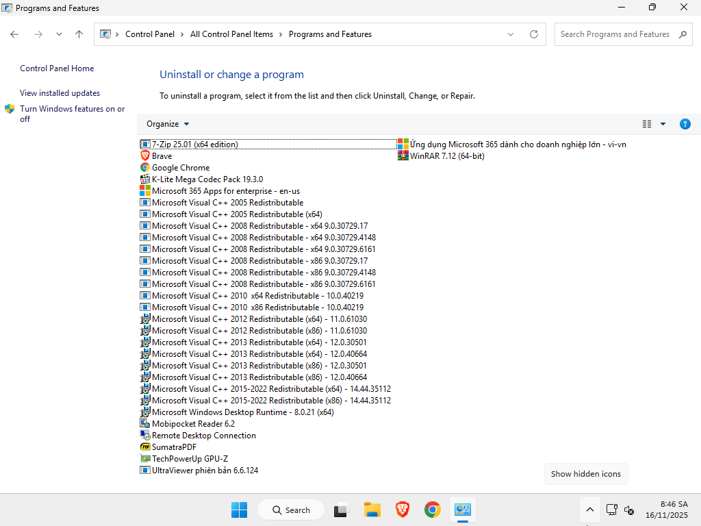 Danh sách phần mềm được cài dưới dạng setup trong Bộ cài Windows 11 Enterprise G 25H2