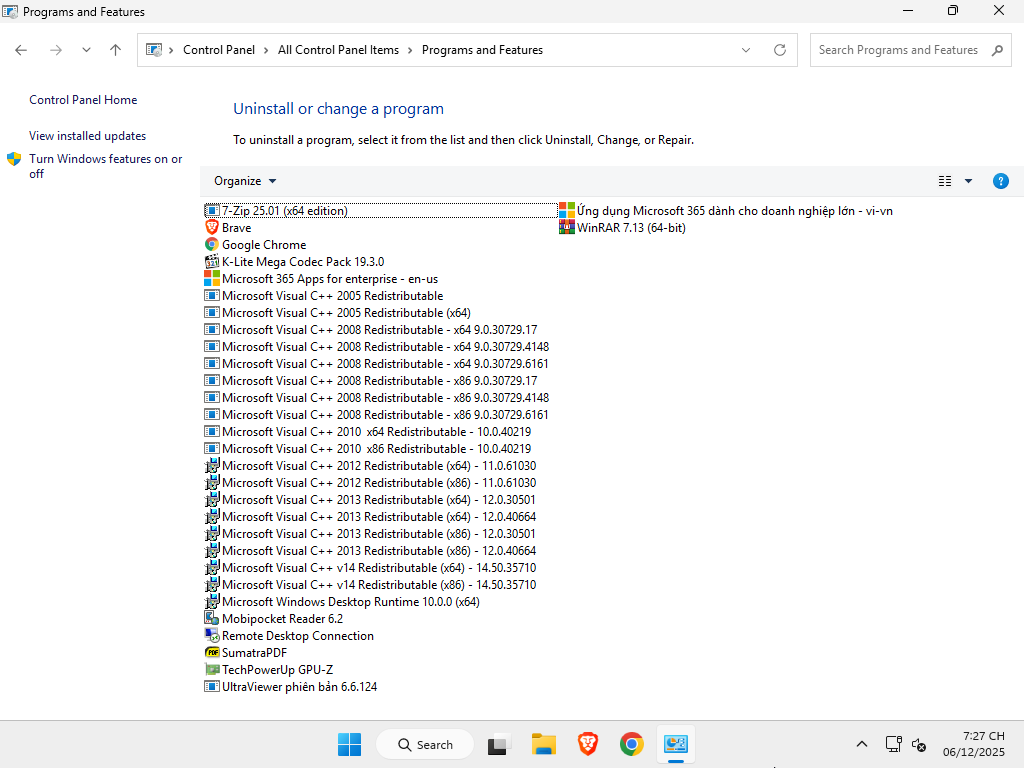 Danh sách một số phần mềm