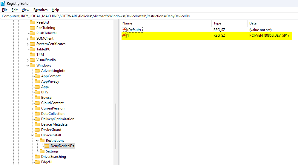 Block Windows Update Registry GPU