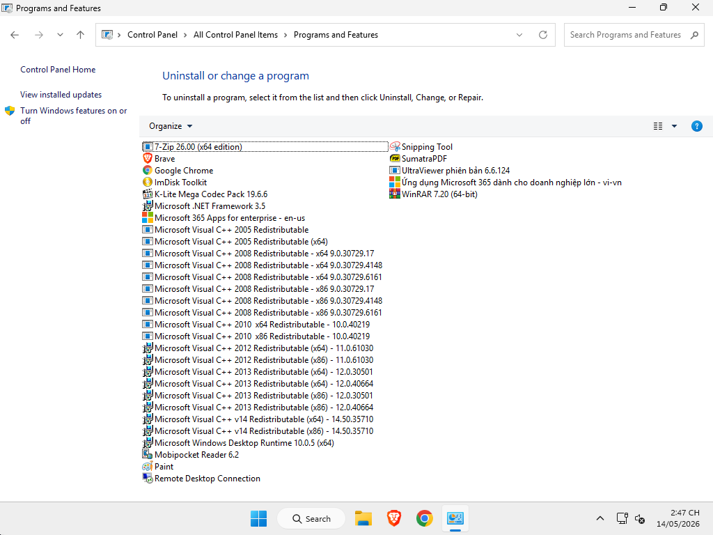 Danh sách phần mềm được cài dưới dạng setup trong Bộ cài Windows 11 Enterprise G 26H1